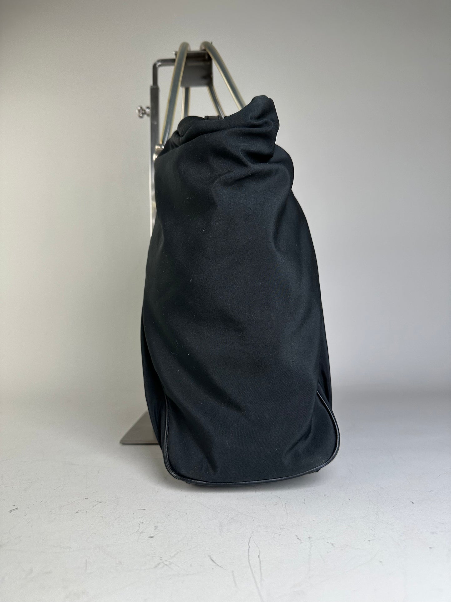 Vintage Loewe Nylon Tote Bag Black Silver