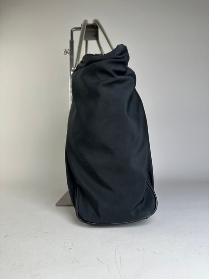 Vintage Loewe Nylon Tote Bag Black Silver