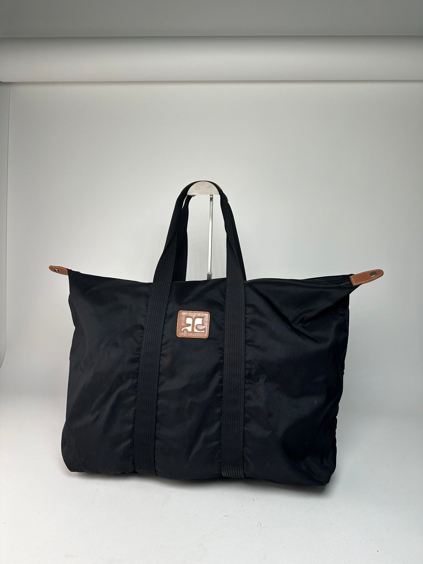 Vintage Courreges Polyester Travel Bag Black
