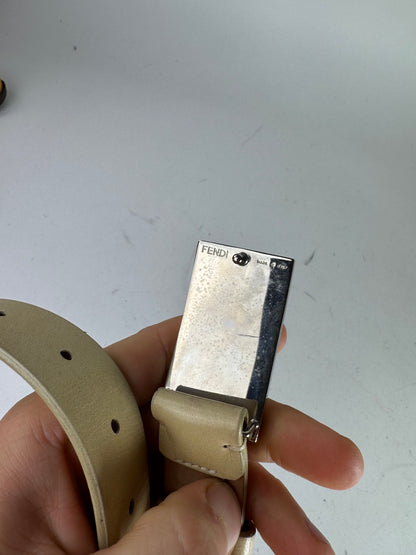 Vintage Fendi Leather Belt beige