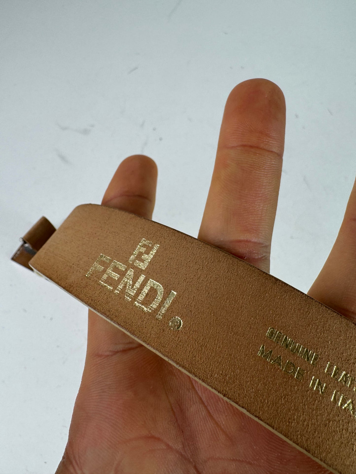 Vintage Fendi Leather Belt beige