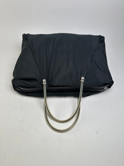 Vintage Loewe Nylon Tote Bag Black Silver