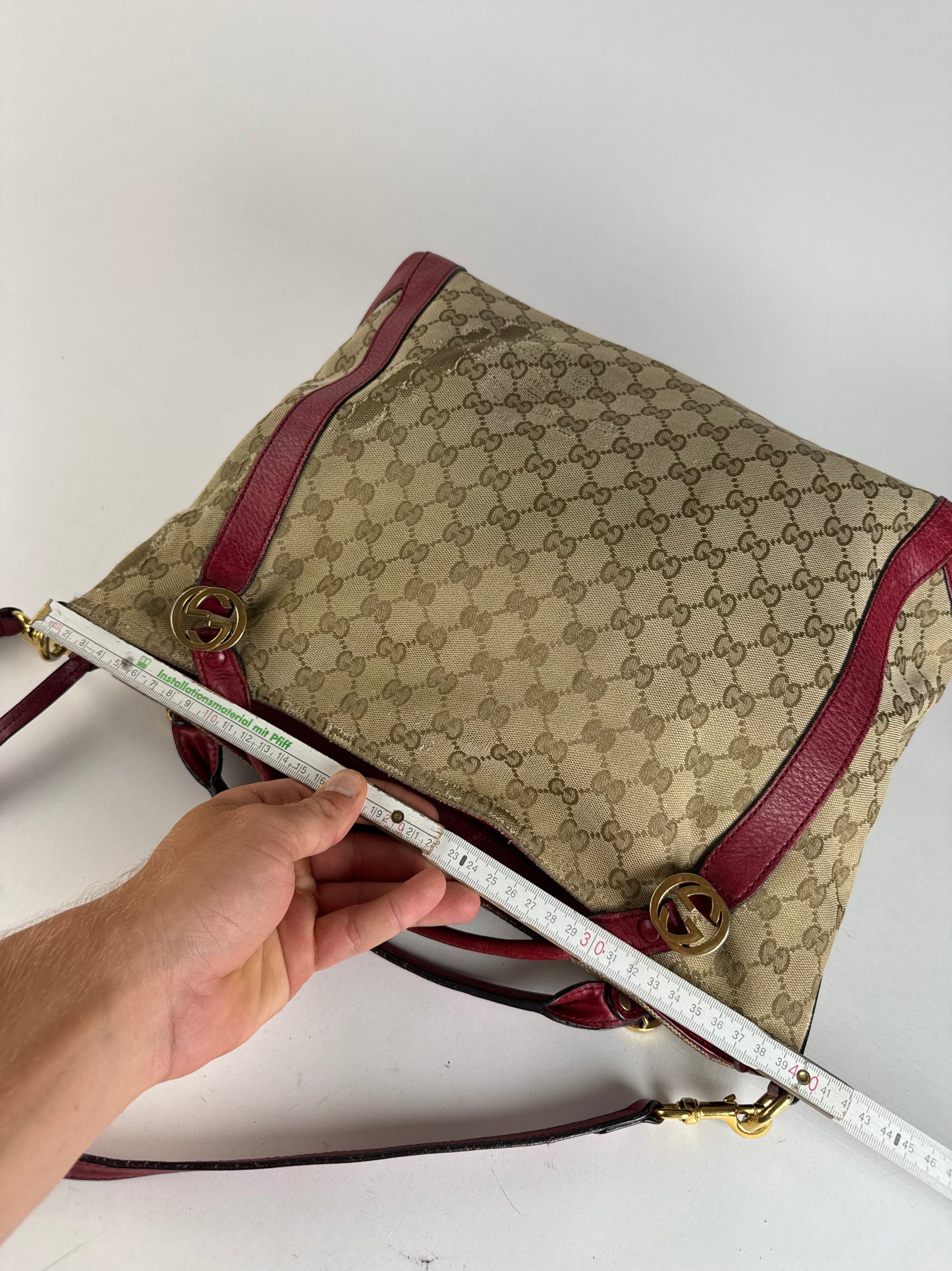 Sac Gucci Monogram Vintage 2 Voies beige Rouge