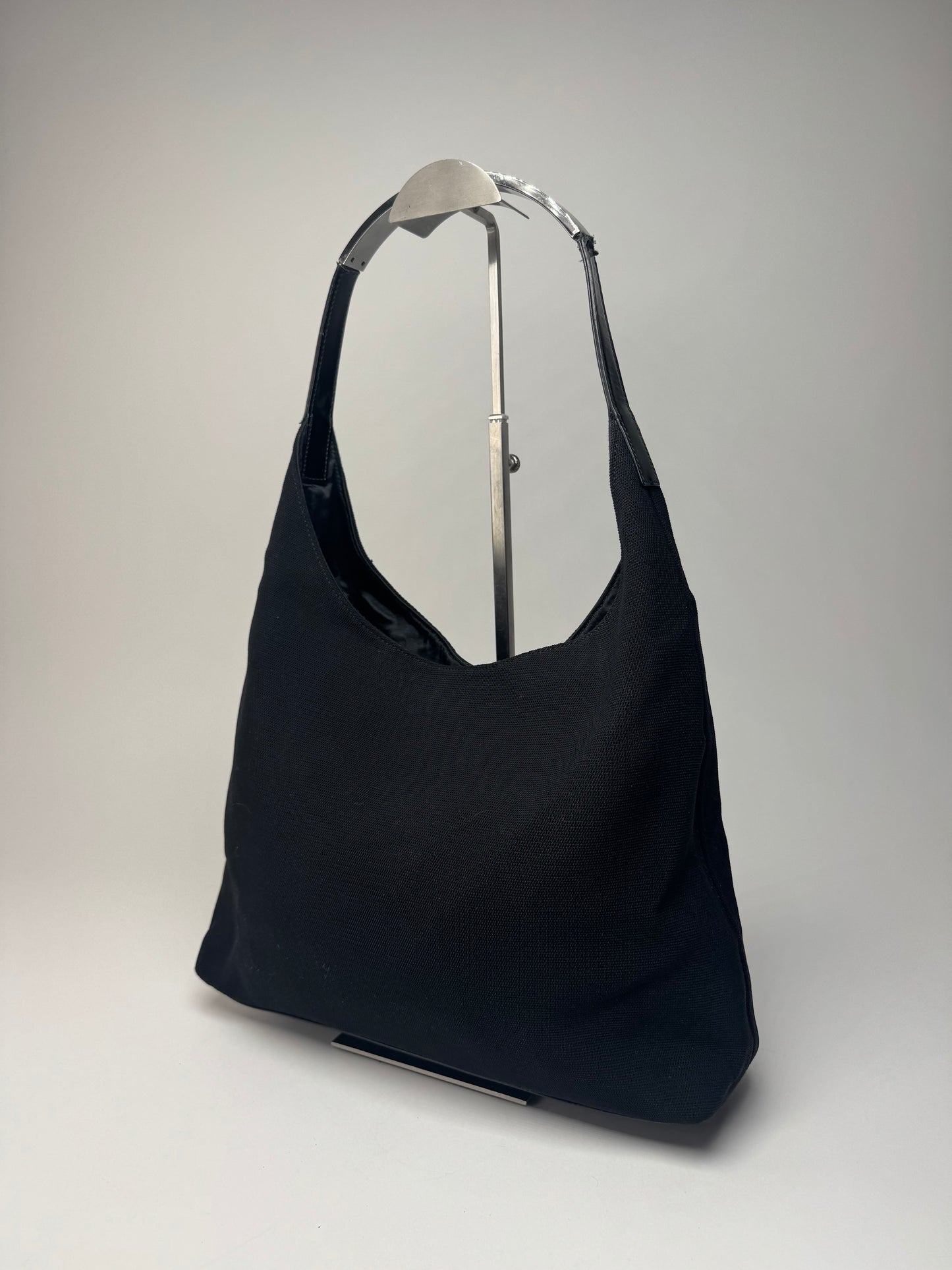 Vintage Gucci Canvas Patent Leather Handbag Black