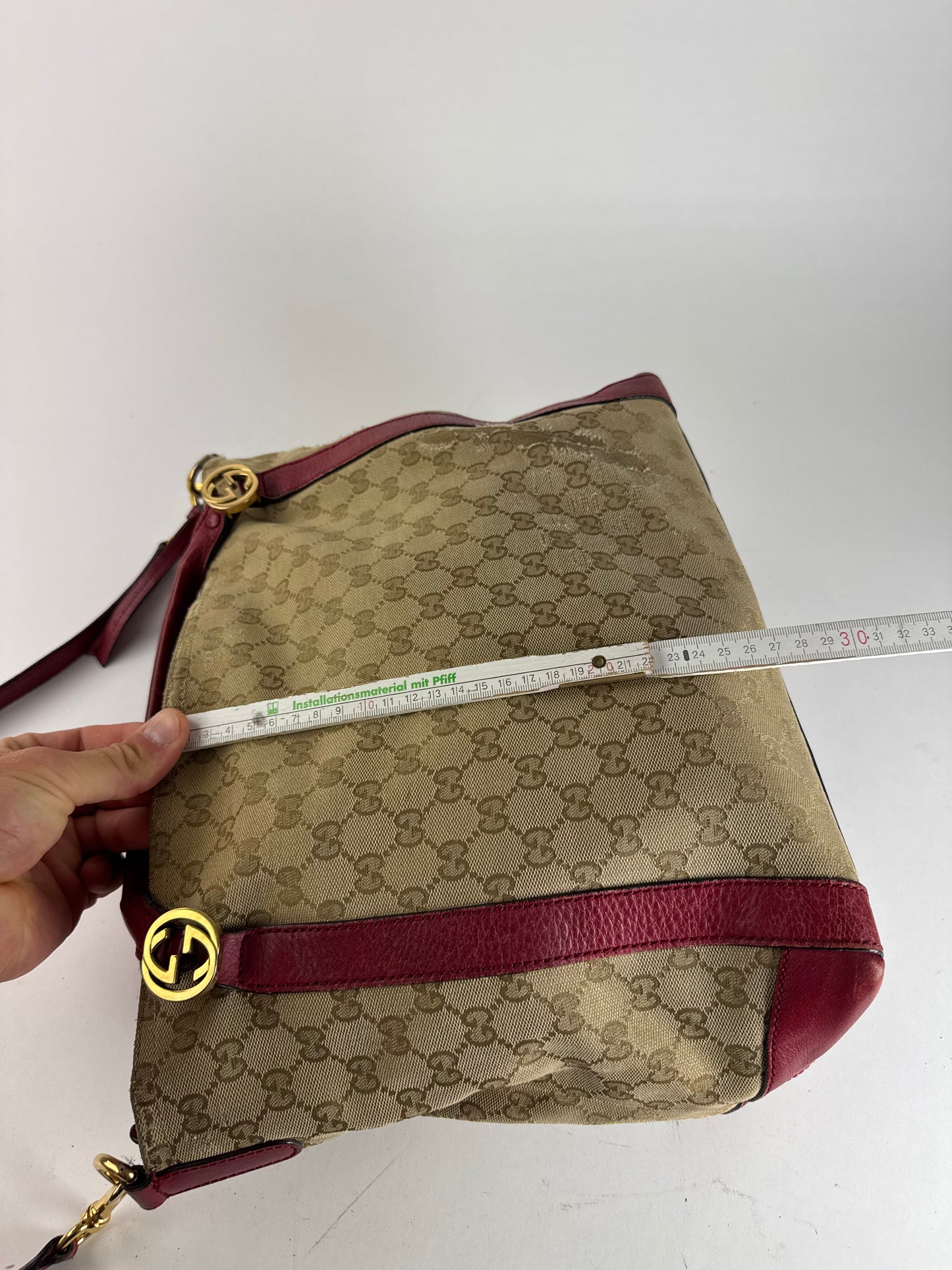 Sac Gucci Monogram Vintage 2 Voies beige Rouge