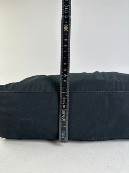 Vintage Loewe Nylon Tote Bag Black Silver