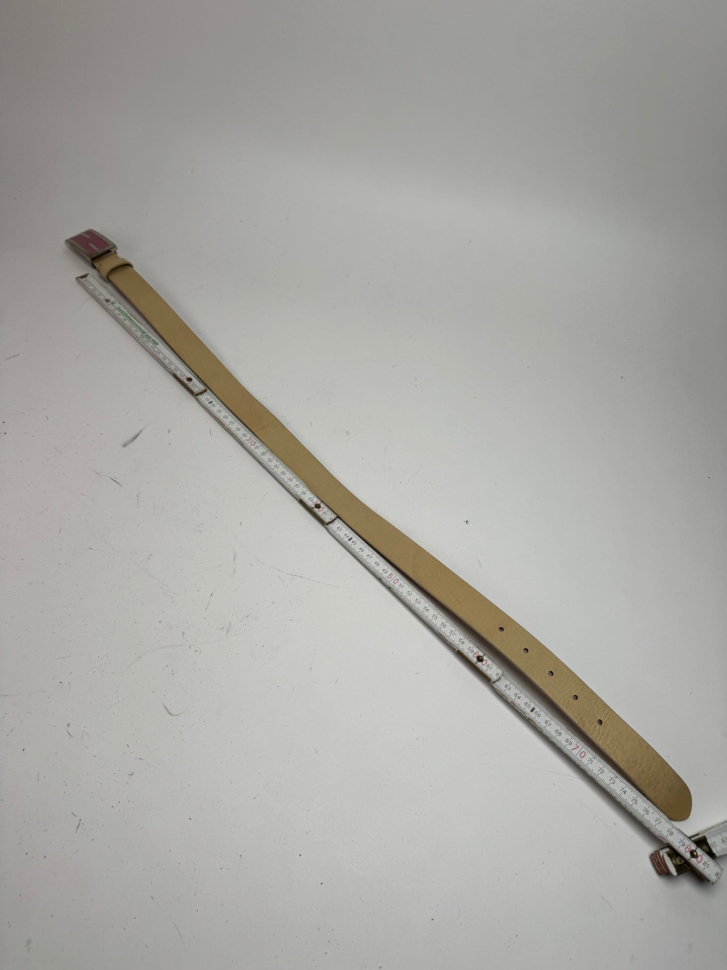 Vintage Fendi Leather Belt beige