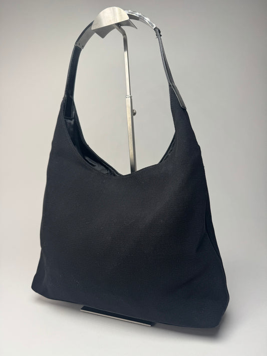 Vintage Gucci Canvas Patent Leather Handbag Black