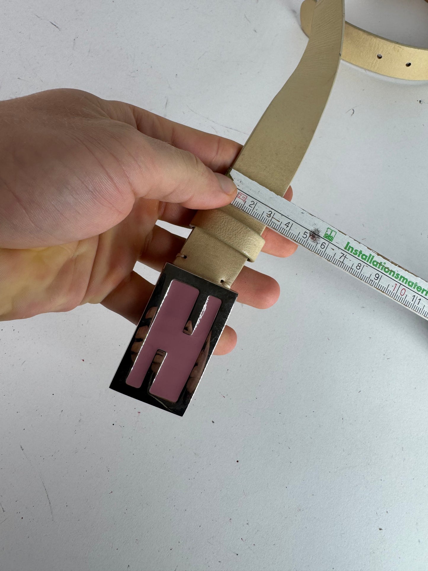 Vintage Fendi Leather Belt beige