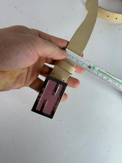 Vintage Fendi Leather Belt beige