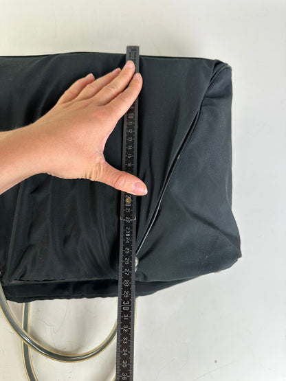 Vintage Loewe Nylon Tote Bag Black Silver
