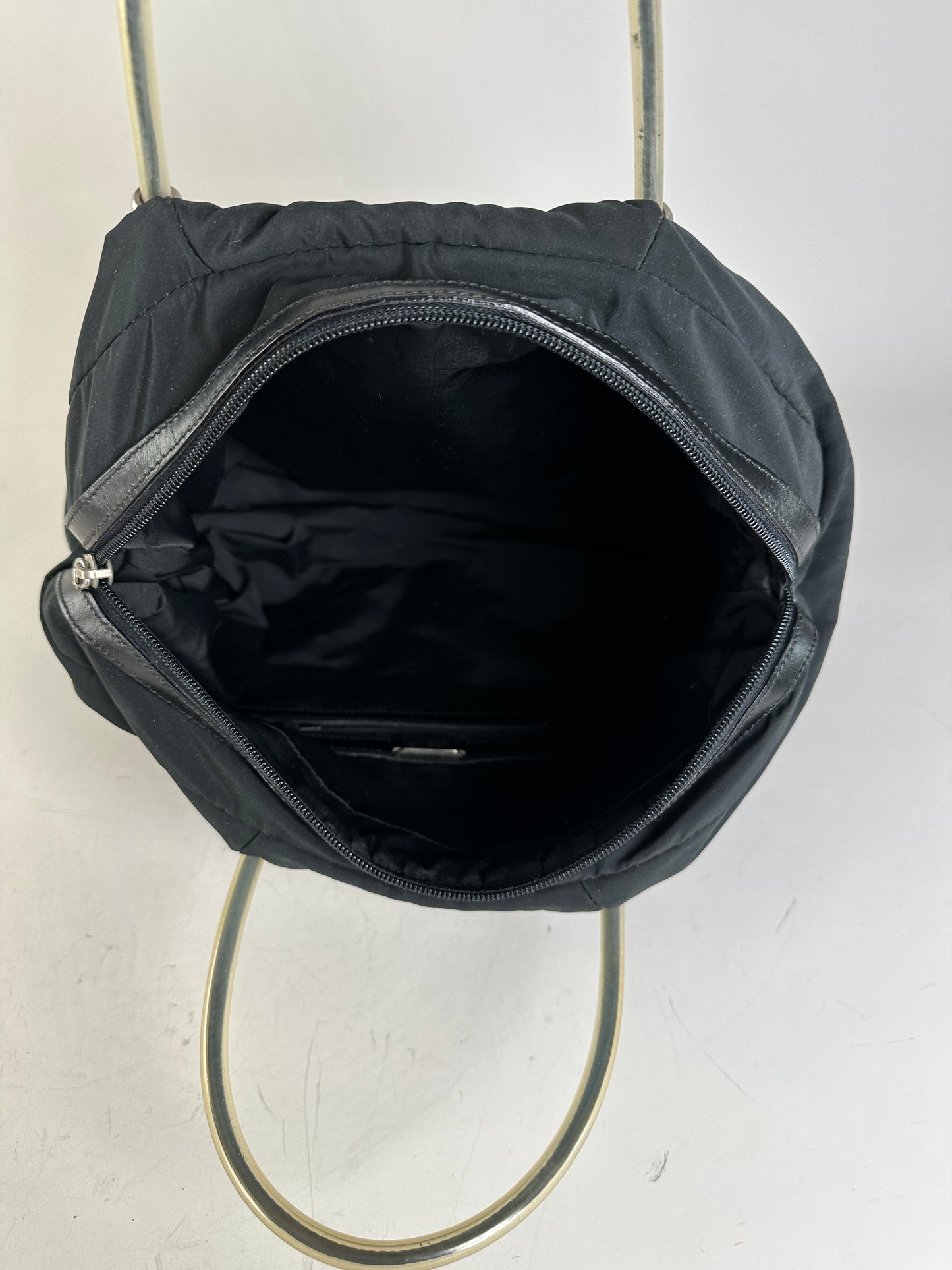 Vintage Loewe Nylon Tote Bag Black Silver