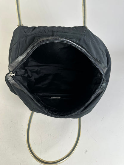 Vintage Loewe Nylon Tote Bag Black Silver