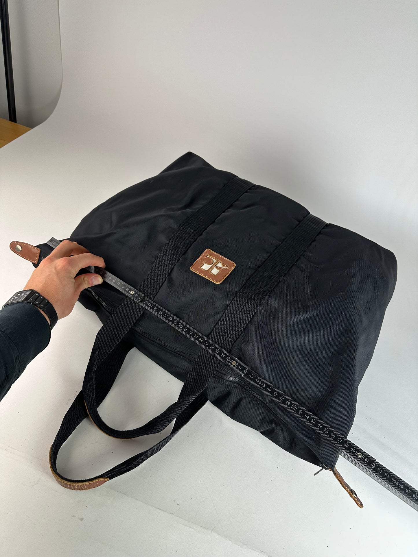 Vintage Courreges Polyester Travel Bag Black