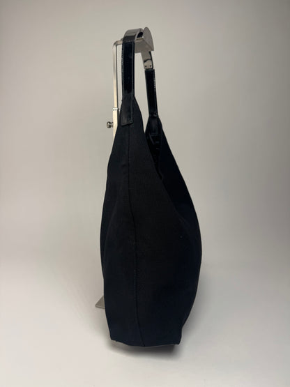 Vintage Gucci Canvas Patent Leather Handbag Black