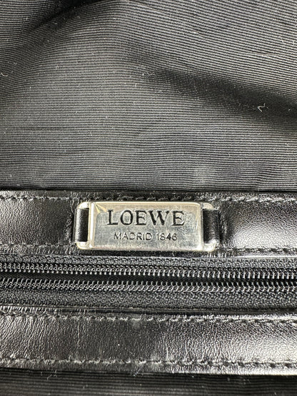 Vintage Loewe Nylon Tote Bag Black Silver