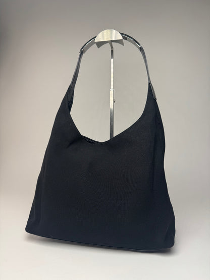 Vintage Gucci Canvas Patent Leather Handbag Black