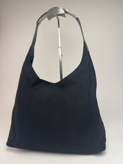 Vintage Gucci Canvas Patent Leather Handbag Black