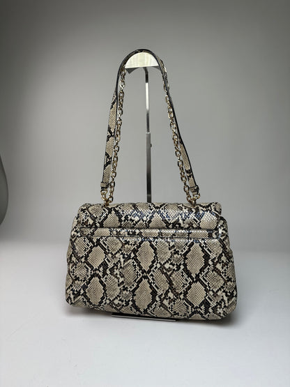 Vintage Emporio Armani Snakeskin Leather Shoulder Bag Y2K Cream Black