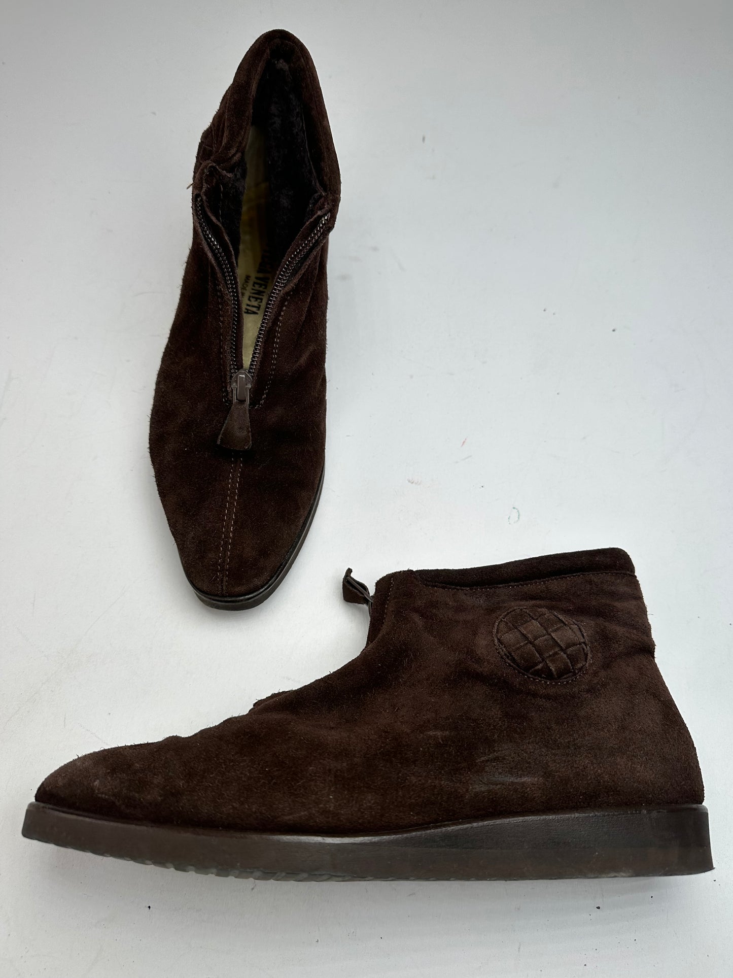Vintage Bottega Veneta Suede Wool Hightop Sneaker Brown