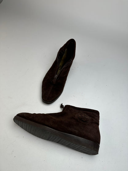 Vintage Bottega Veneta Suede Wool Hightop Sneaker Brown