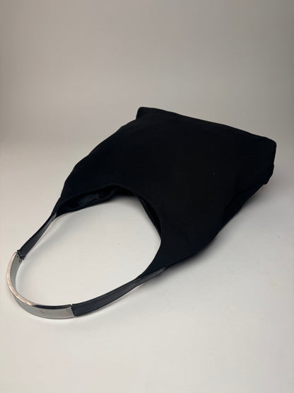 Vintage Gucci Canvas Patent Leather Handbag Black