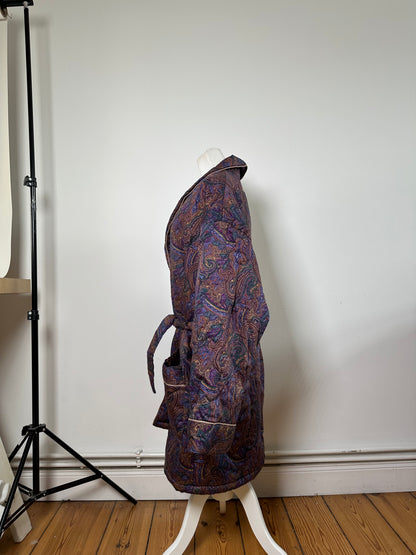 Vintage Yves Saint Laurent Paisley Print Coat Purple Green Gold L