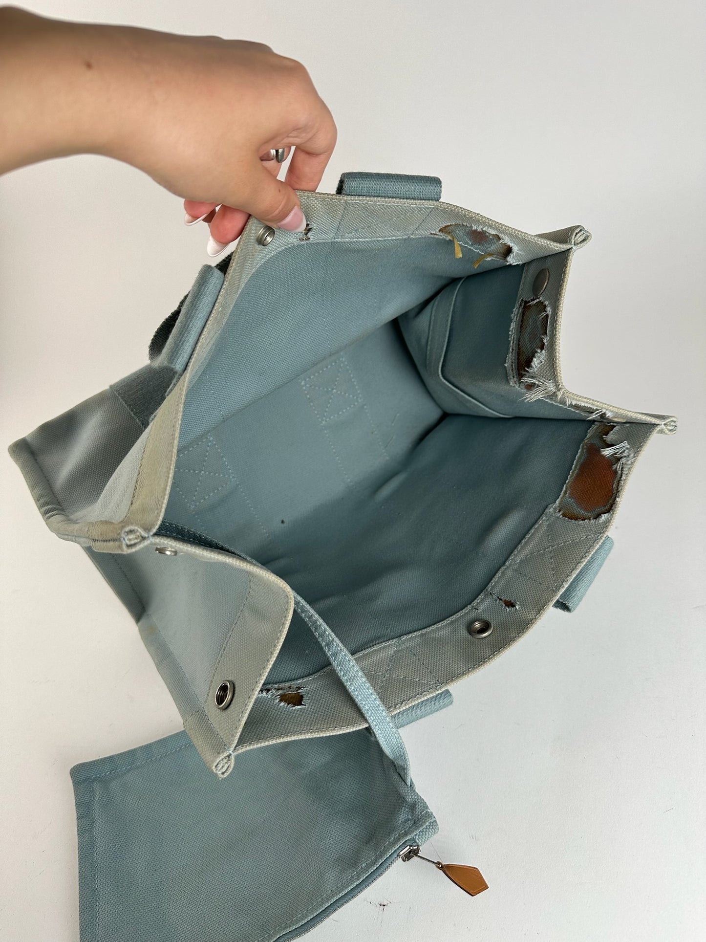 Sac Hermès vintage bleu clair