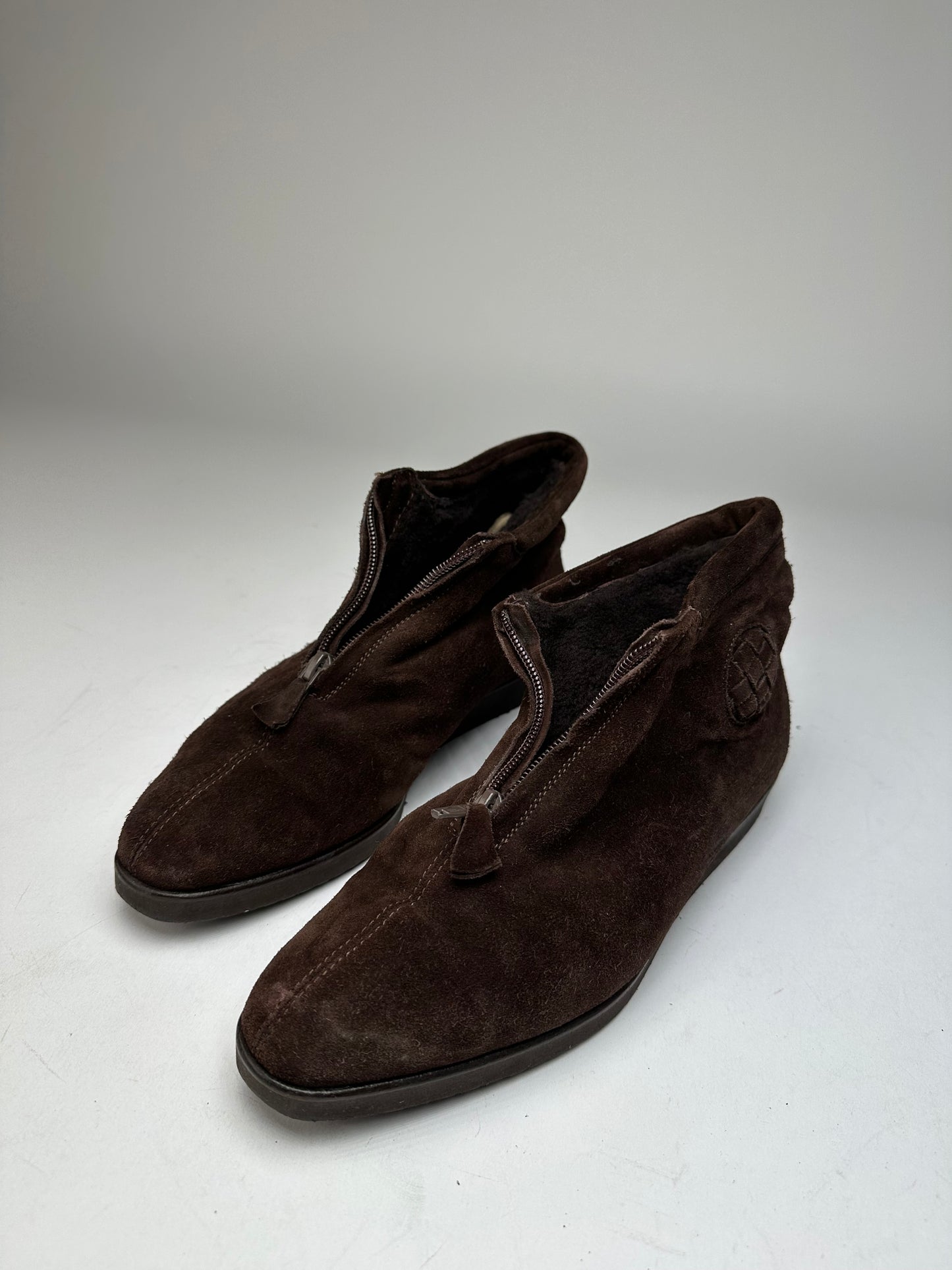 Vintage Bottega Veneta Suede Wool Hightop Sneaker Brown