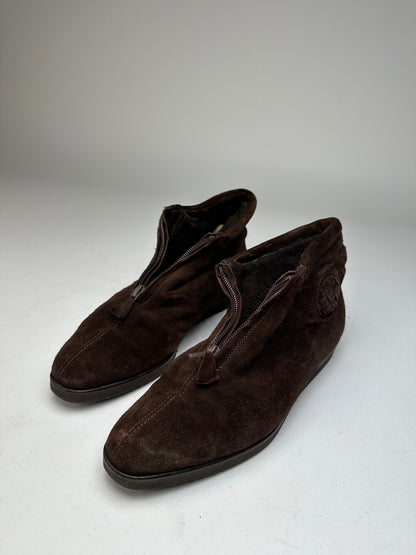 Vintage Bottega Veneta Suede Wool Hightop Sneaker Brown