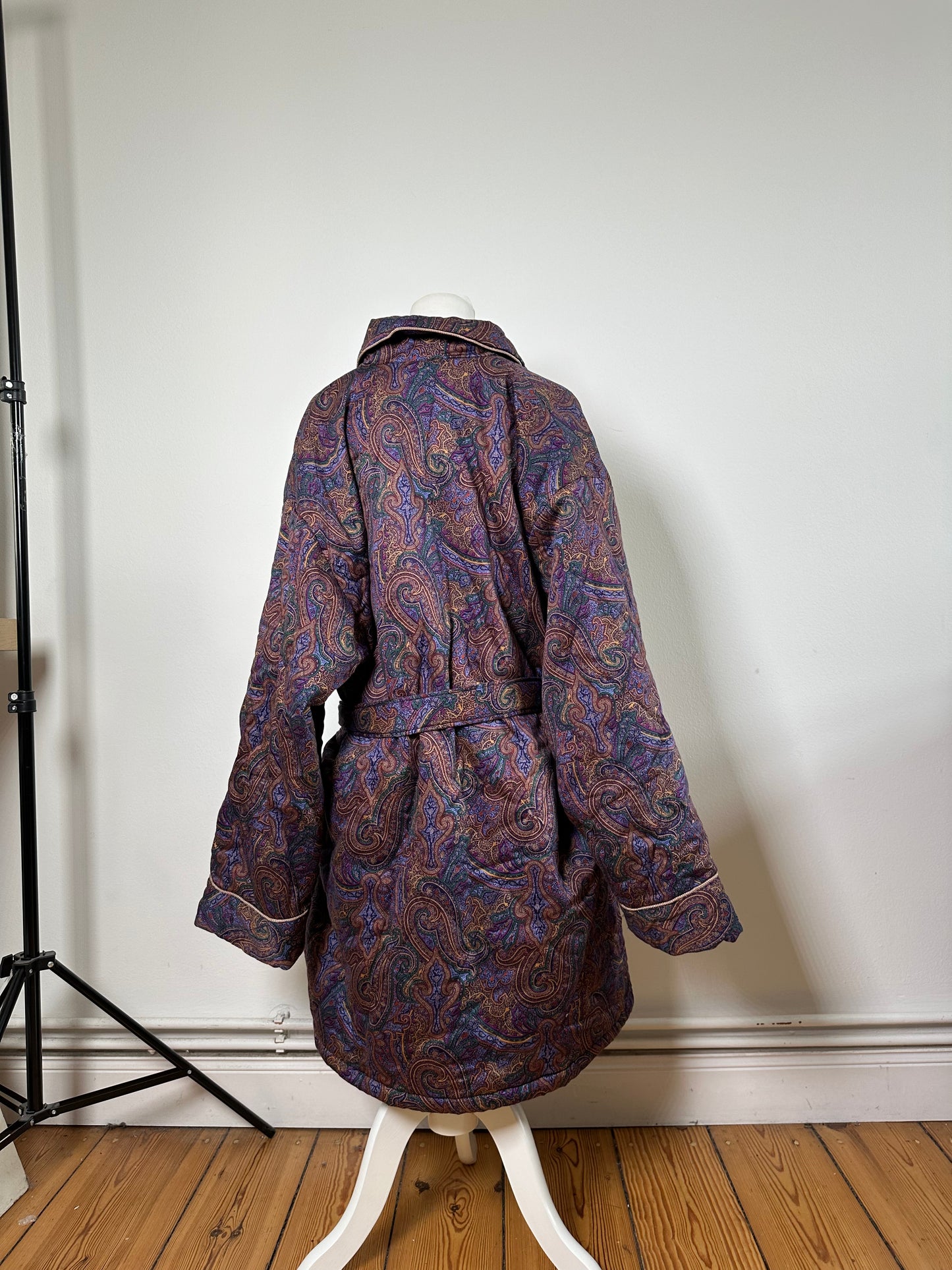 Vintage Yves Saint Laurent Paisley Print Coat Purple Green Gold L