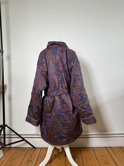 Vintage Yves Saint Laurent Paisley Print Coat Purple Green Gold L