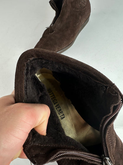 Vintage Bottega Veneta Suede Wool Hightop Sneaker Brown