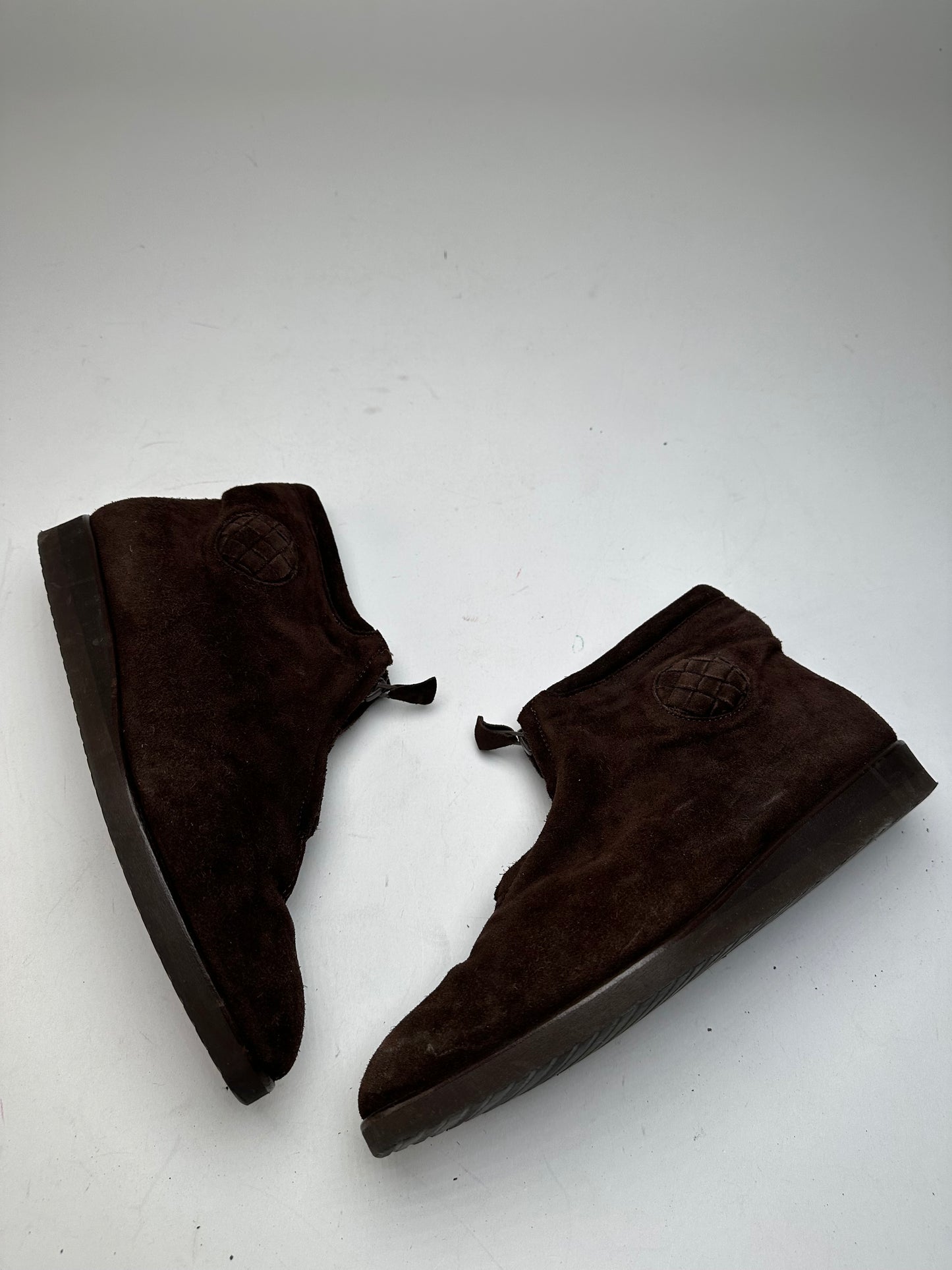 Vintage Bottega Veneta Suede Wool Hightop Sneaker Brown