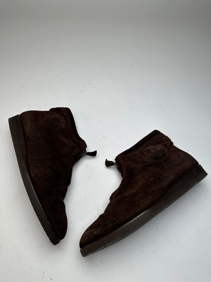 Vintage Bottega Veneta Suede Wool Hightop Sneaker Brown