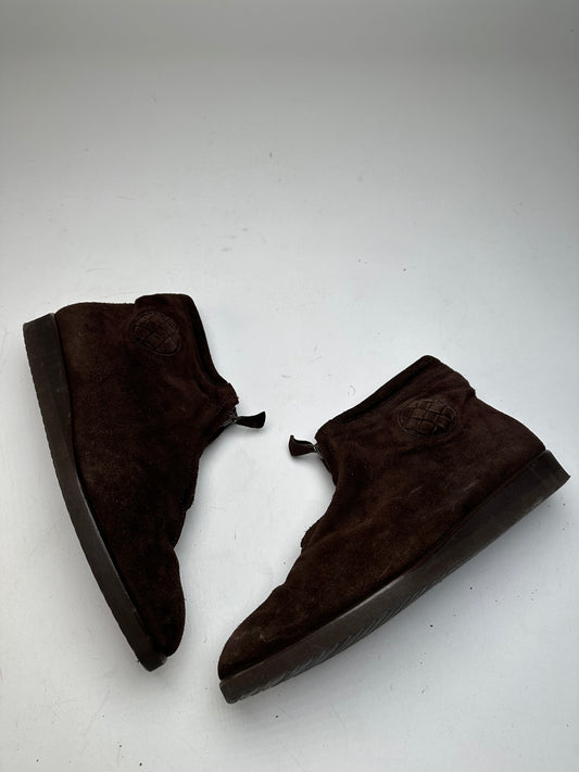 Vintage Bottega Veneta Suede Wool Hightop Sneaker Brown
