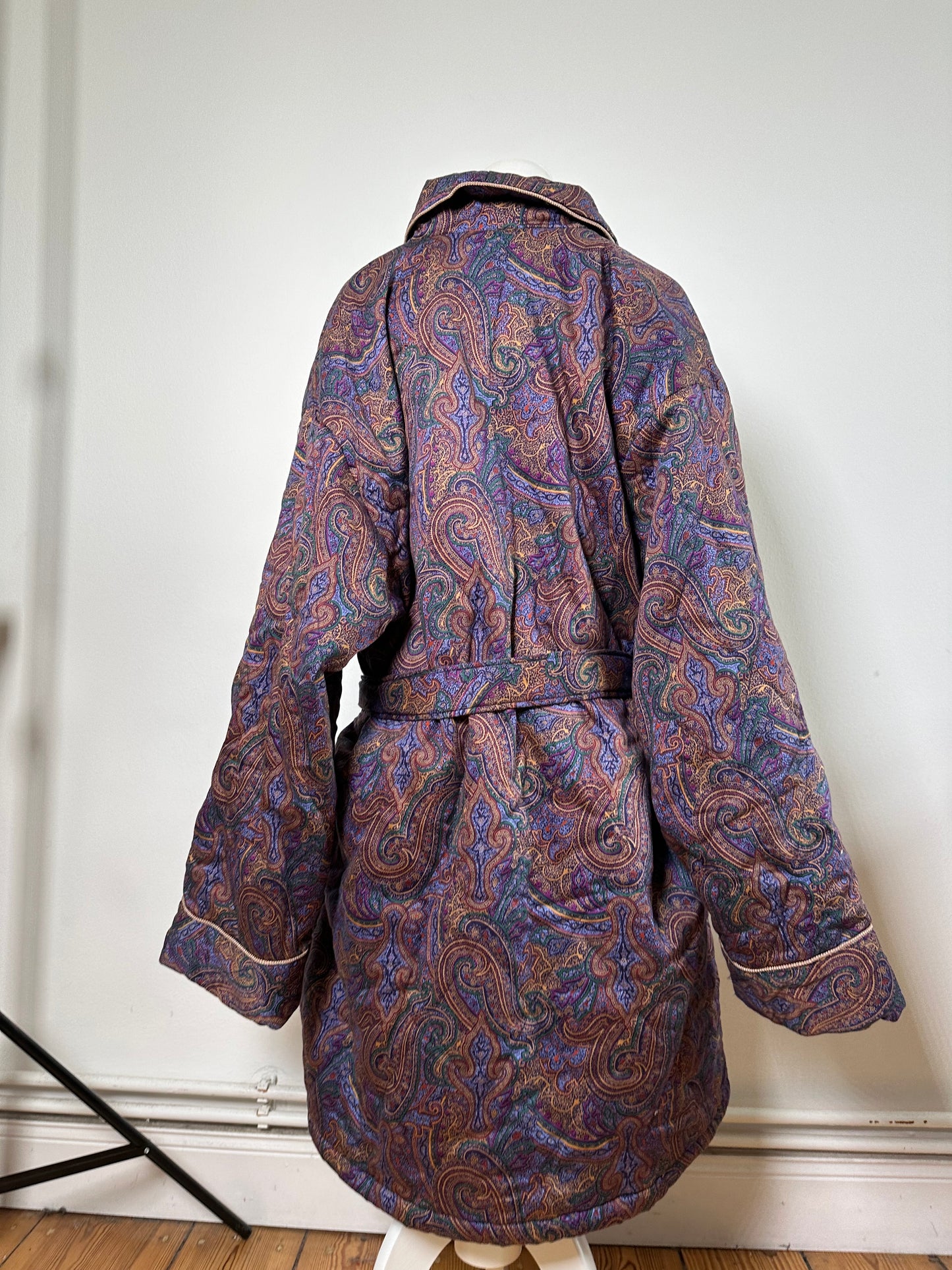 Vintage Yves Saint Laurent Paisley Print Coat Purple Green Gold L