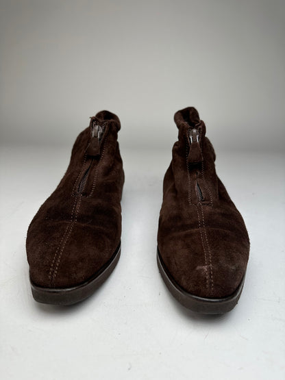 Vintage Bottega Veneta Suede Wool Hightop Sneaker Brown