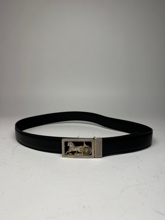 Vintage Celine Paris Carriage Logo belt black