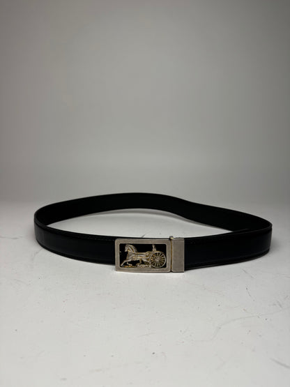 Vintage Celine Paris Carriage Logo belt black
