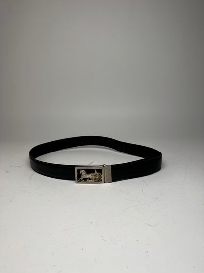 Vintage Celine Paris Carriage Logo belt black
