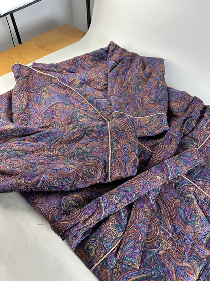 Vintage Yves Saint Laurent Paisley Print Coat Purple Green Gold L