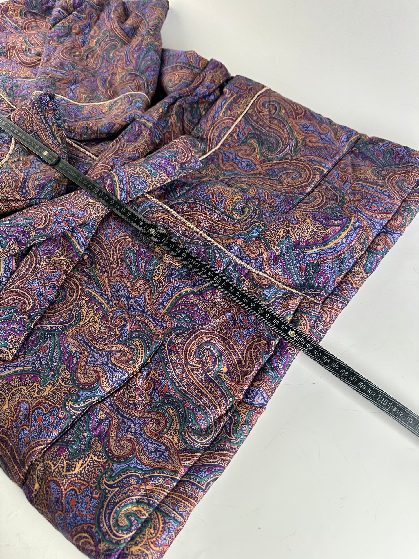 Vintage Yves Saint Laurent Paisley Print Coat Purple Green Gold L