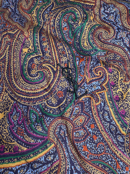 Vintage Yves Saint Laurent Paisley Print Coat Purple Green Gold L