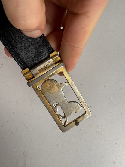 Vintage Celine Paris Carriage Logo belt black