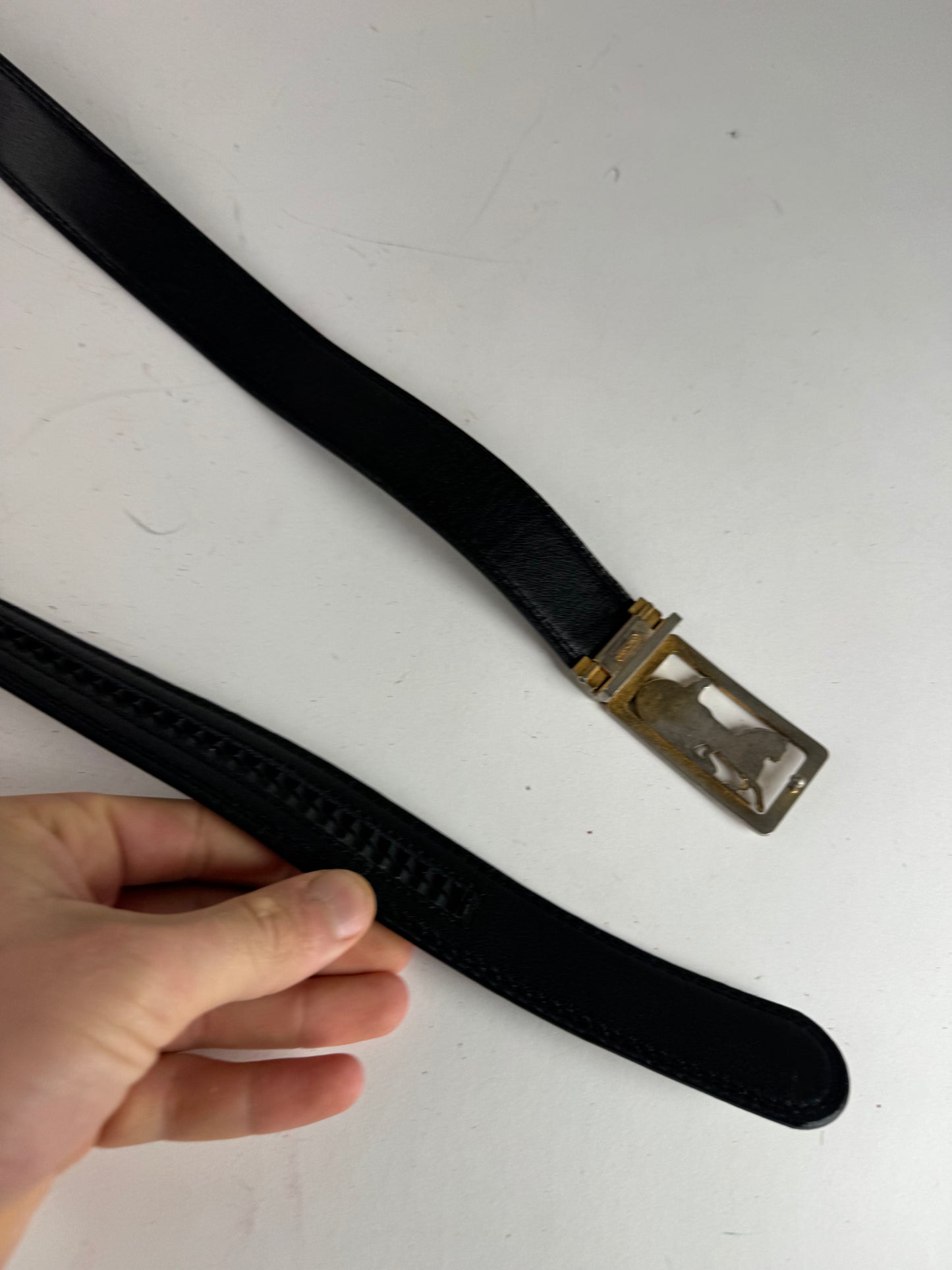 Vintage Celine Paris Carriage Logo belt black