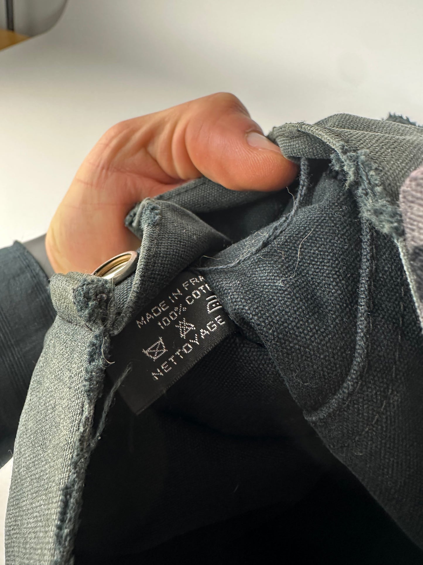 Vintage Hermes Canvas Tote Bag Black Grey