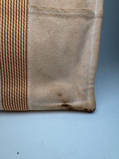 Vintage Hermes Canvas Striped Tote Bag Peach