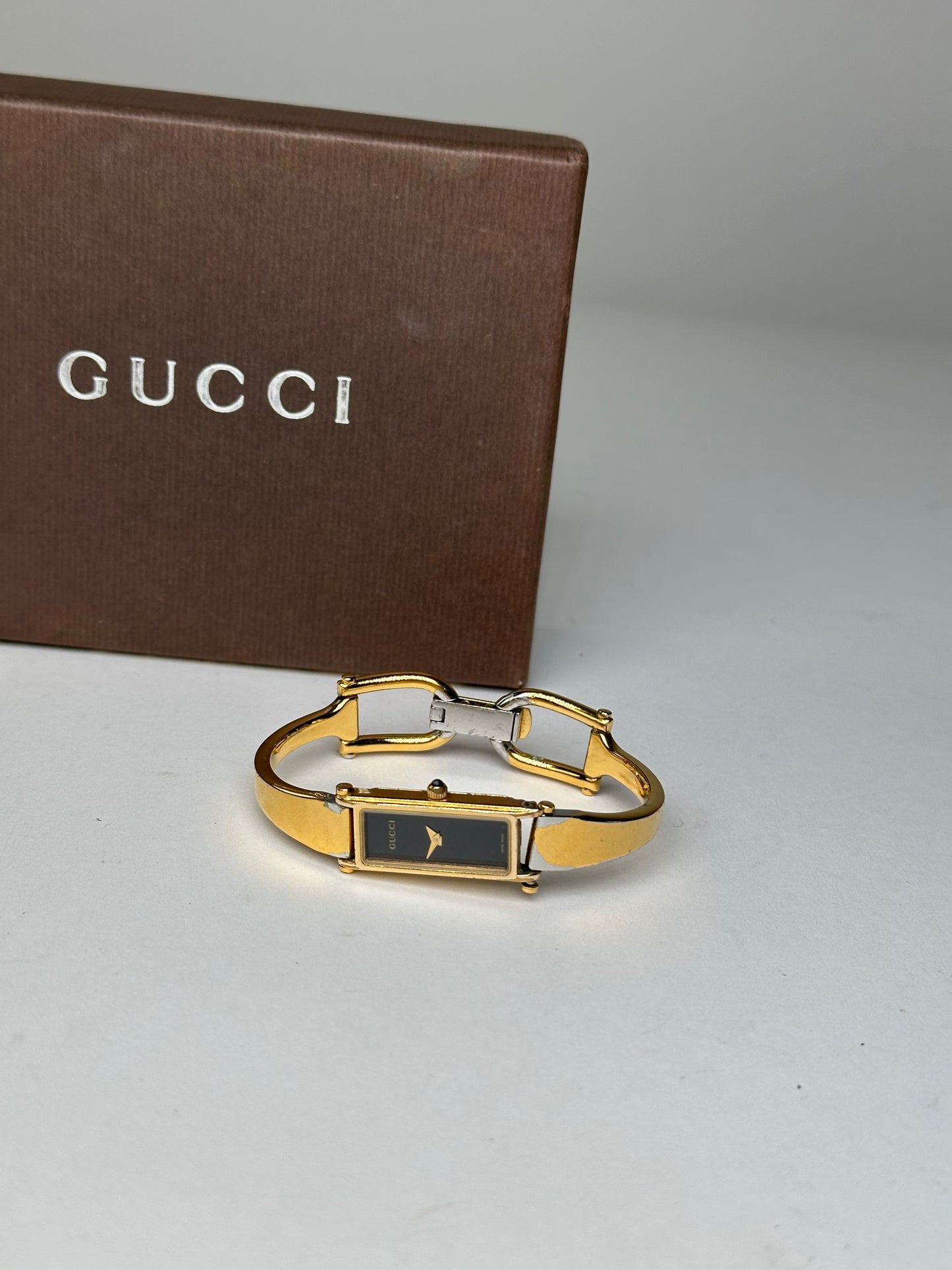Vintage Gucci Enamel Bracelet Y2K Gold Black