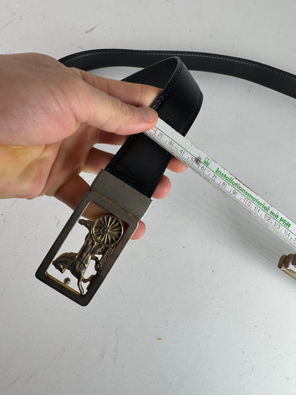 Vintage Celine Paris Carriage Logo belt black